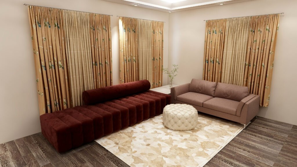 Tan Curtains for a Brown Sofa