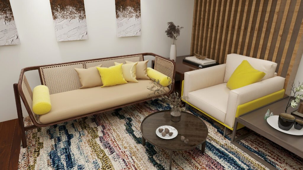 Yellow Throw Pillows with a Light Beige Sofa