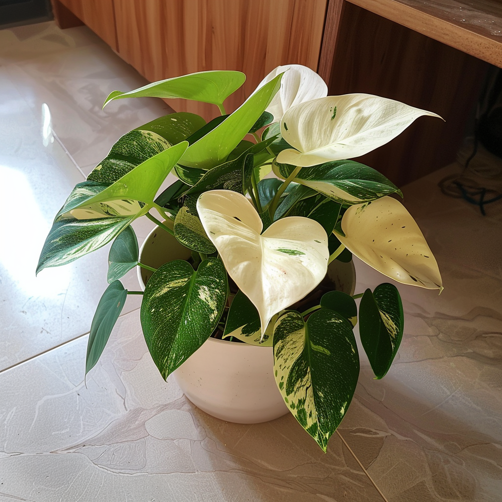 potted Philodendron White Princess plant